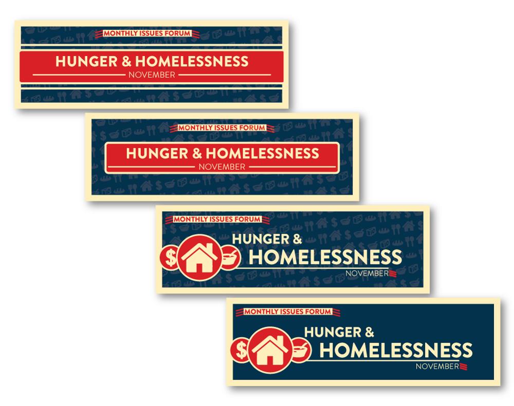 Monthly Issues Forum: Hunger and Homelessness web headers for the CSLC